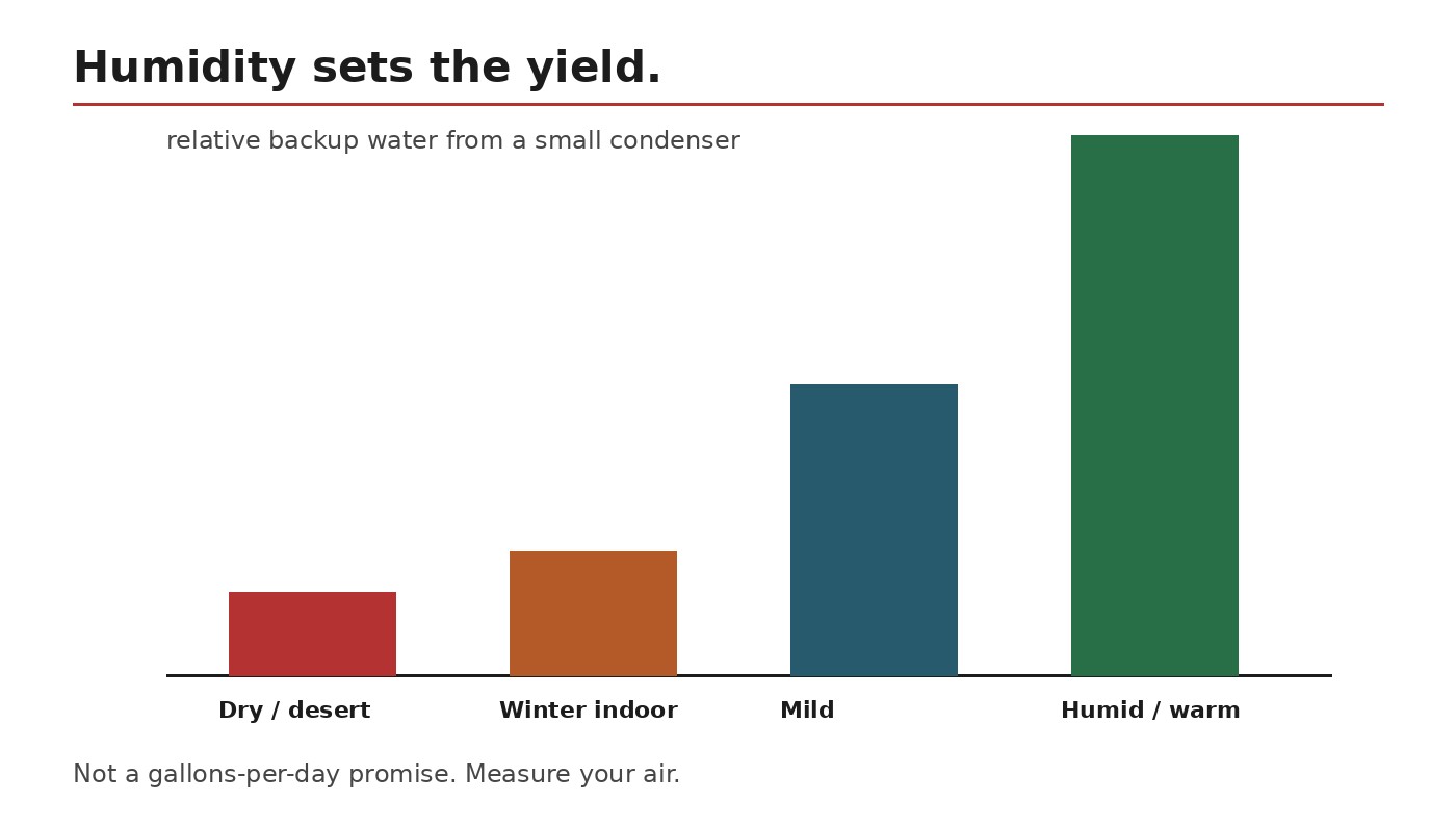 Chart comparing poor yield in dry air versus useful backup yield in humid air